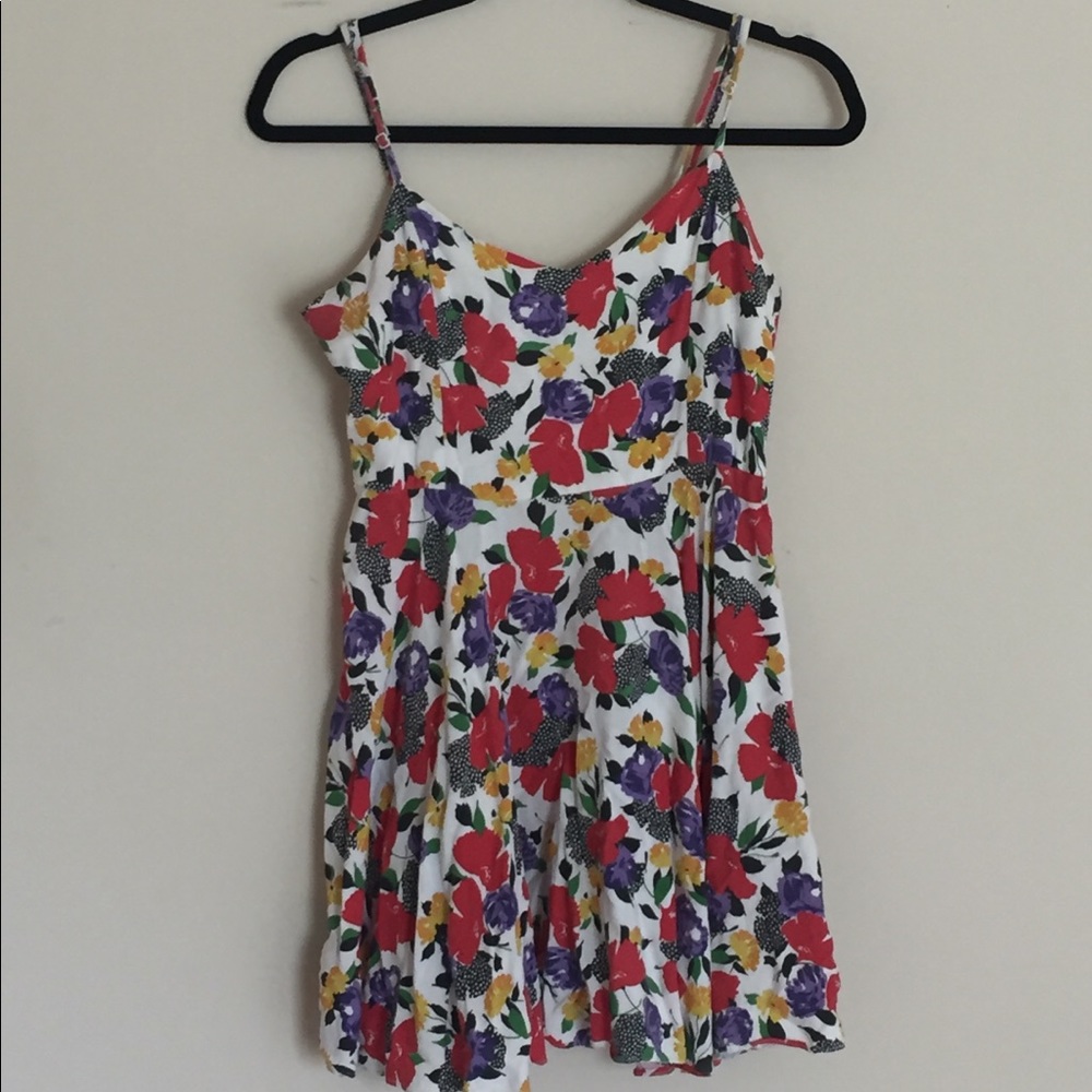 Adjustable strap floral print dress